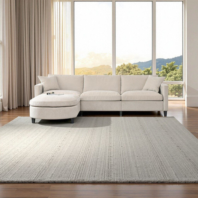 Canapé modulaire modulaire en L avec repose-pieds et rangement 107,87 pi, Beige