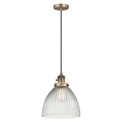 Franklin Restoration - Seneca Falls - 1 Light 10" Cord Hung Mini Pendant - On-Off Turn Switch - LED Bulb Clear Halophane Shade