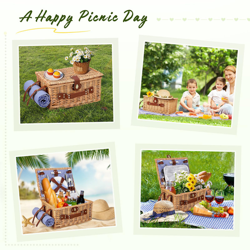 Wicker Picnic Basket Set