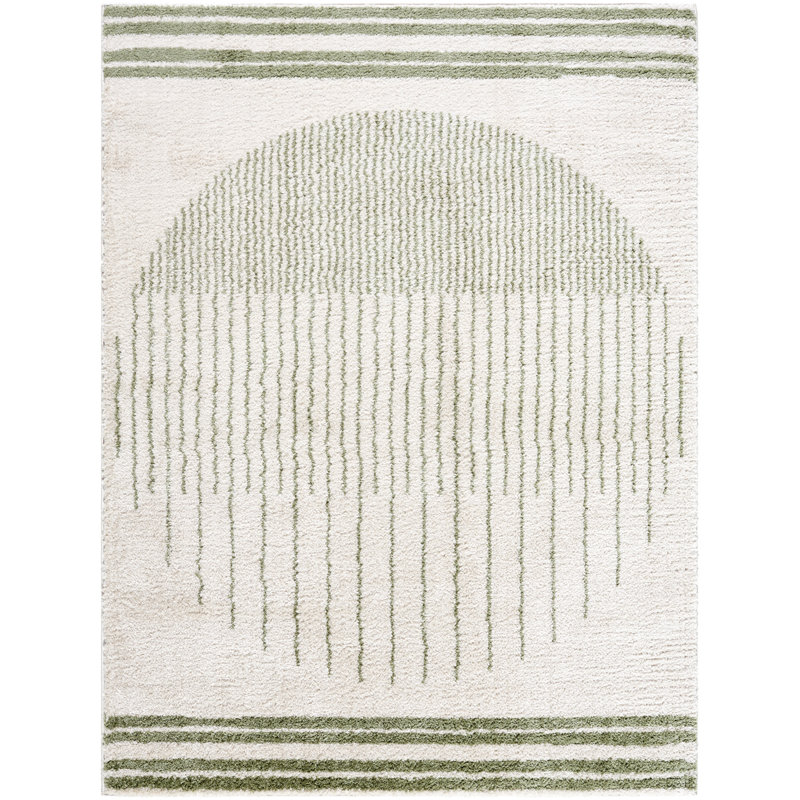 Darsie Machine Washable Shaggy Boho Grass Green Area Rug, Rectangle 120 x 170cm