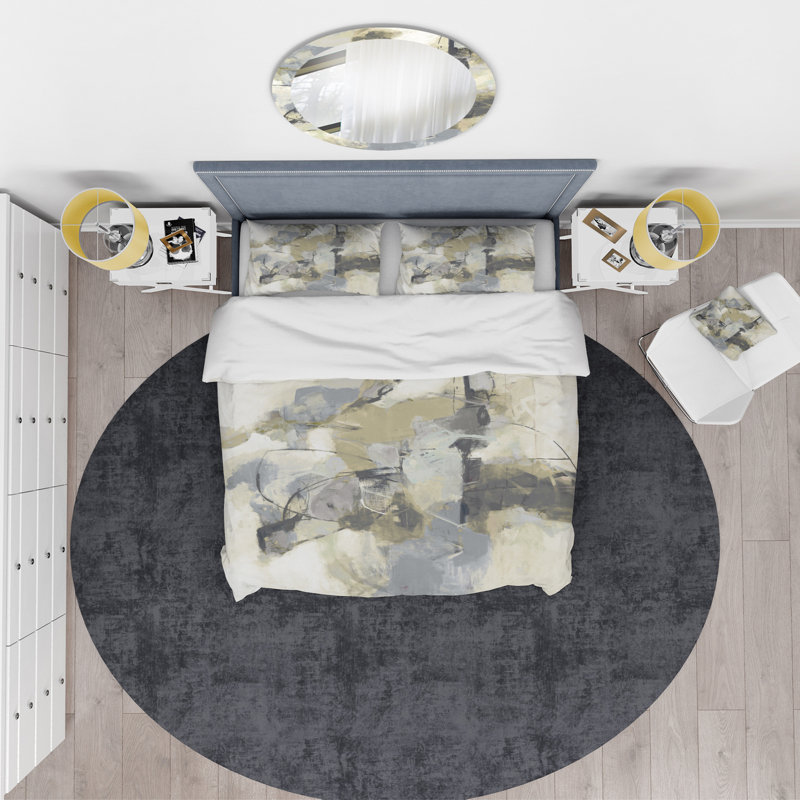 Glam Cream Dream III - Modern & Contemporary Duvet Cover Set - Microfiber Polyester, King Duvet Cover + 2 Shams
