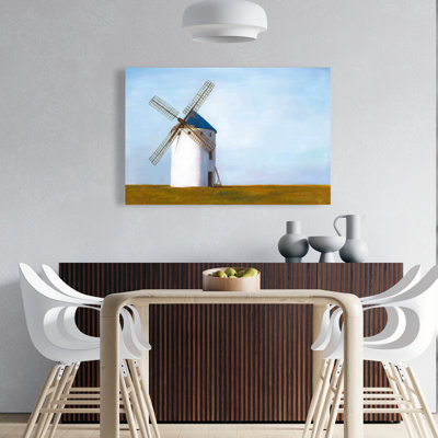 Big Windmill - Blue Building Canvas for Home Decor | Art