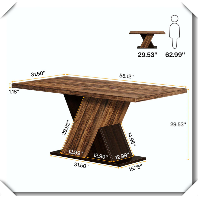 Chic Table X Shaped Solid Balanced Rustic Design
