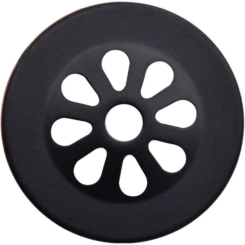 Bathroom Sink Drain Assembly with Rapid Draining Crowned Grid without Overflow Holes - Exposed, Matte Black