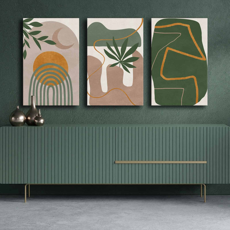 Stunning Decorative Canvas Painting Set (3 Pieces), 100% Canvas, Total Size: 57.1 x 27.6 inches | 100% Pine Wood Frame, Thickness: 0.1 inches | Perfect for Living Room & Bedroom Decor, Vibrant Colors and Elegant Design