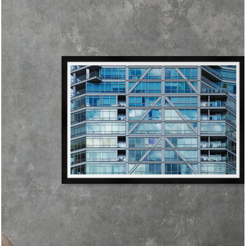 Graphic Building Scape With Terraces In Blue Print by Tim Klein