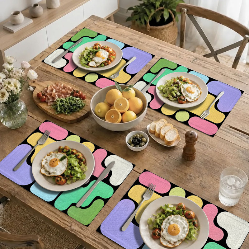 4-Piece Polyester Rectangle Dining Table Placemat