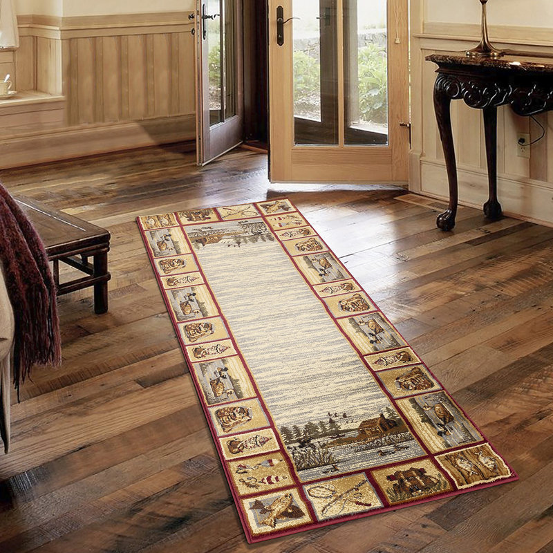 Nature's Nest Multi  Lodge Area Rug, Runner 2'7" x 7'3"