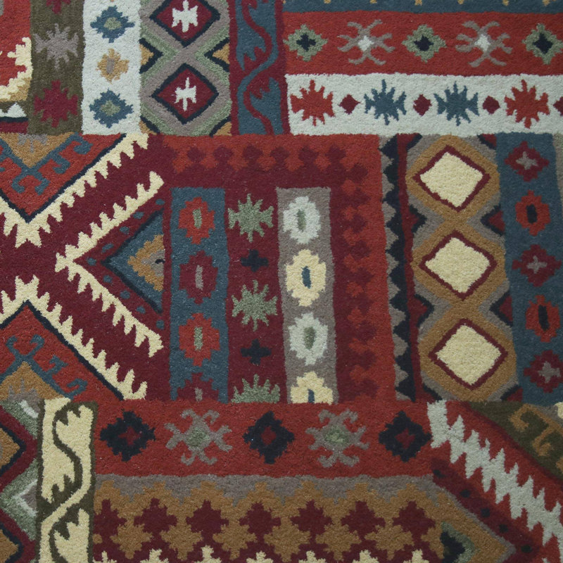 Tapis bourgogne / brun en laine touffeté à la main Faiza Fantasy