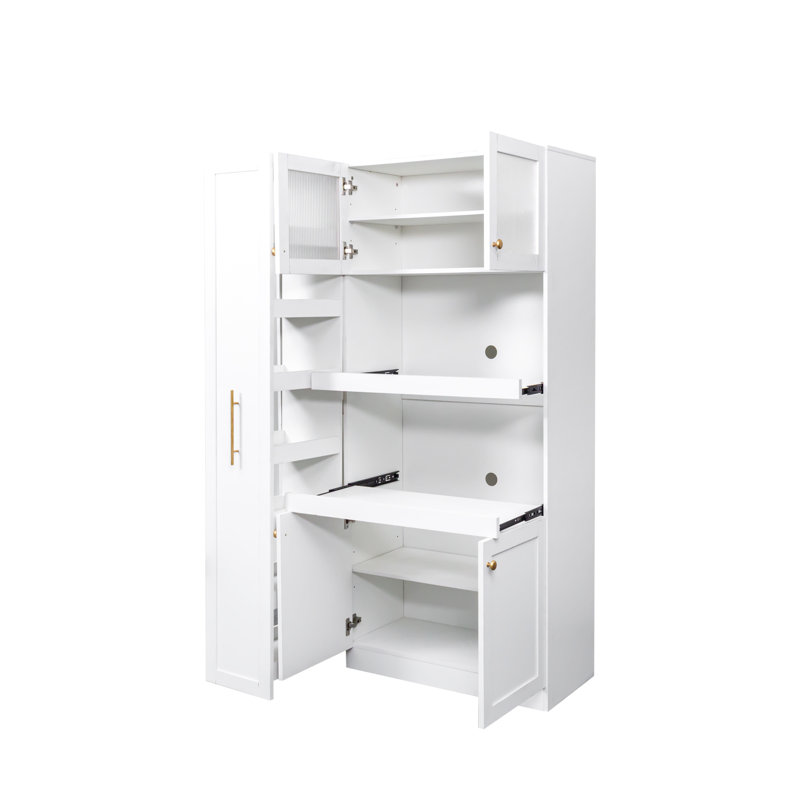 Farmhouse Storage Cabinet with 4 Doors,Pantry Organizers for Kitchen,Dining Room, White