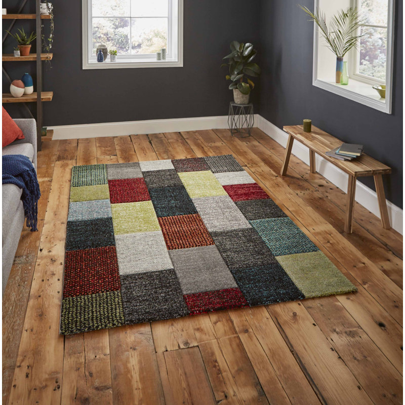Langley area rug Machine Woven Rectangle Grey/Multi coloured, Rectangle 160 x 220cm