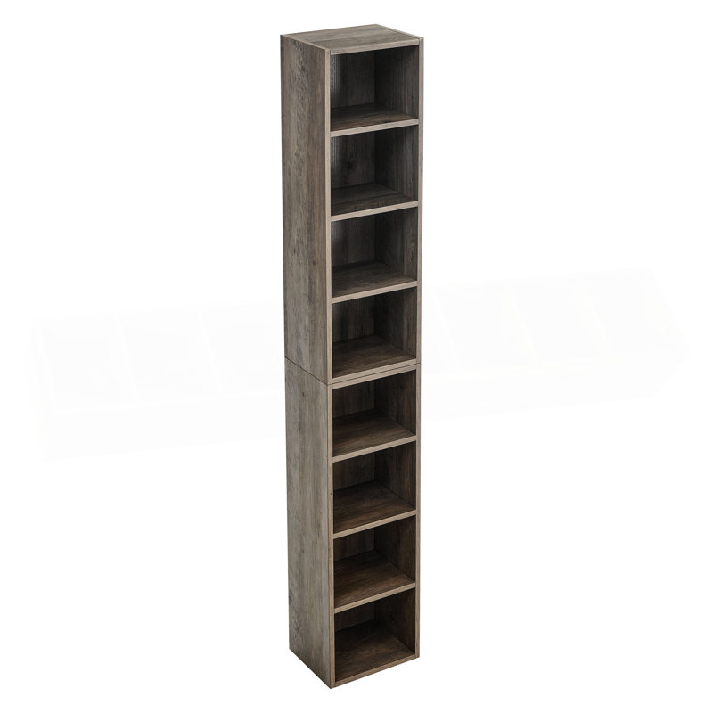 8-Tier Media Tower Rack, CD DVD Slim Storage Cabinet with Adjustable Shelves, Tall Narrow Bookcase Display Bookshelf for Home Office,Multi-functional double-decker bookcase