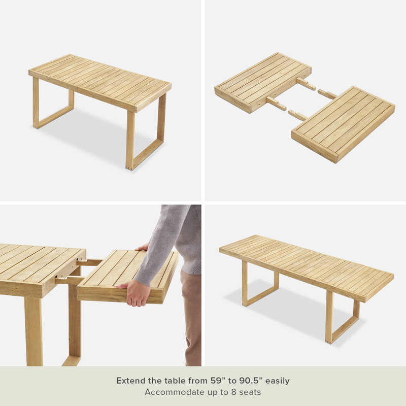Wyhatt Rectangular Acacia Outdoor Dining Table , 59.1'' in. W 29.5'' in. D