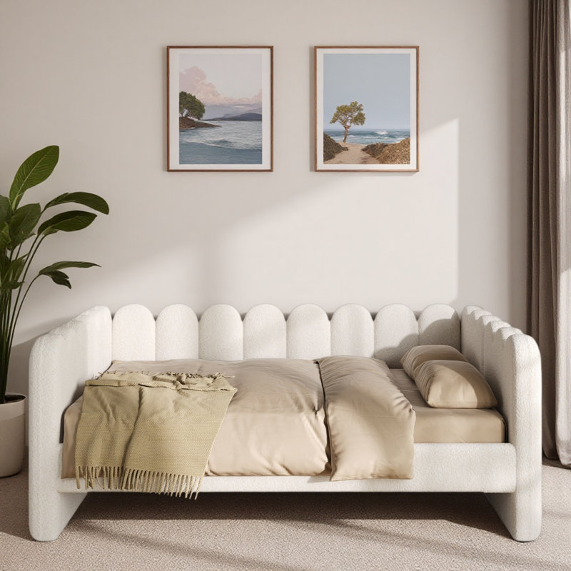 Upholstered Daybed with Curved Ribbed Design