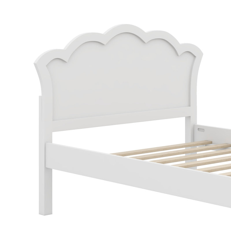 Wooden Platform Bed Featuring a Headboard