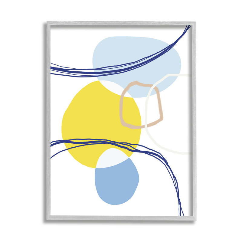 Abstrait moderne bleu jaune en forme de soleil levant gris ferme rustique, estampe numérique, art texturé par Urban Epiphany