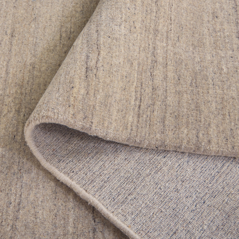 Tapis couleur pierre / gris en laine / coton tissé à la main Morano, Rectangle de 5 pi x 8 pi