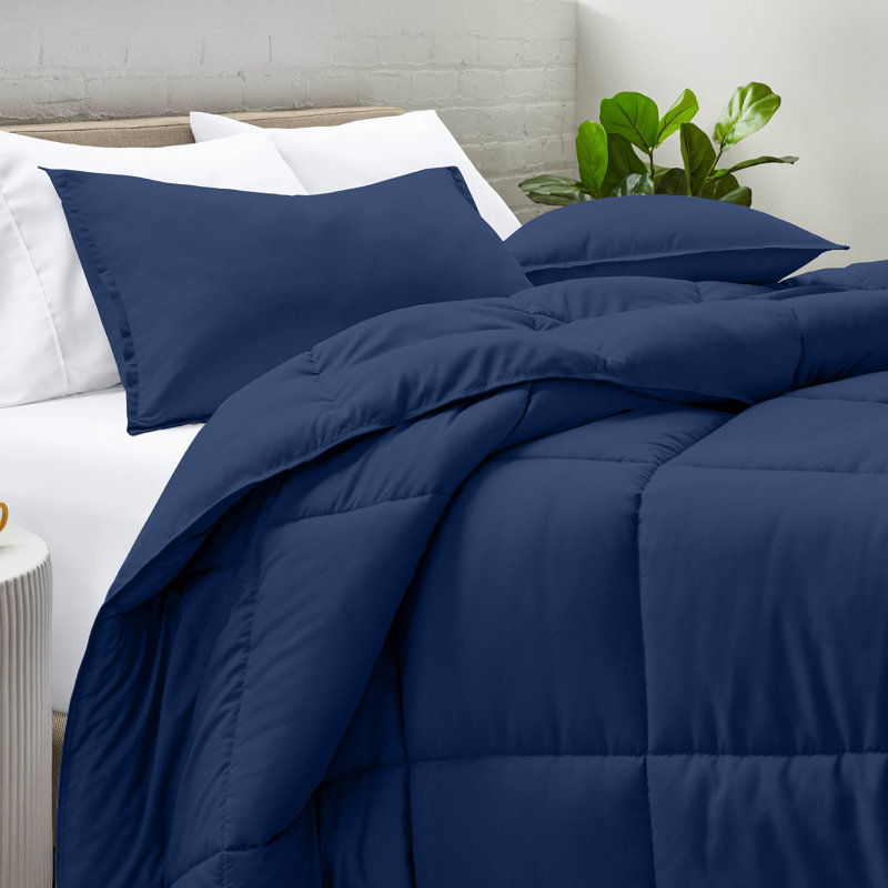 Soft All Season Comforter Set, Dark Blue, King Comforter + 2 King Shams