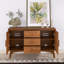 Buffet de 47 po de style Mid-Century moderne avec base et pieds en bois massif épais