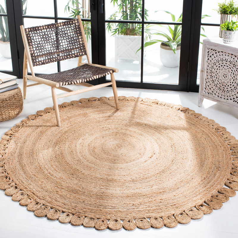 Tapis en jute tissé à la main Dieman, Rond 10 pi