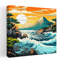 Mount Fuji Coastal Waves Abstract Contemporary Landscape Mountain Wall Art Print 1 Piece Wrapped Canvas Wall Art-161380499