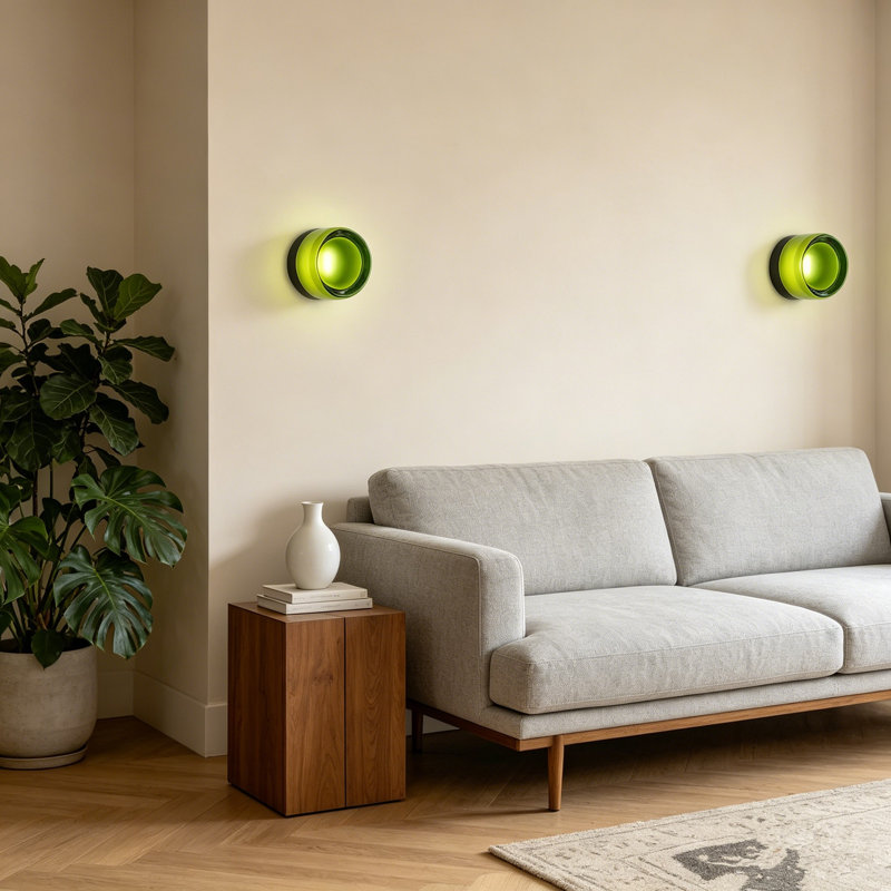 Adalat Led Dimple Flush Mounted Sconce, Green