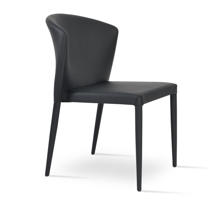 Capri Full Upholstered Stackable Chair, Black Faux Leather