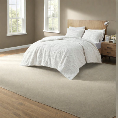 Ultra Plush Medallion Embroidered Twin Bedding Set, Faux Fur Polyester, Hypoallergenic Design For Cozy Bedroom