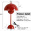 Lampe de table moderne à abat-jour en forme de dôme avec fleur rouge moderne