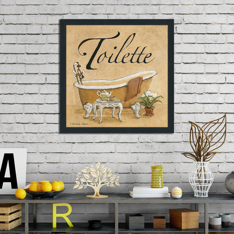 «Spice Toilette (Square)» par Charlene Olson, Cadre espresso, H 31,5 po x l 31,5 po x P 1 po