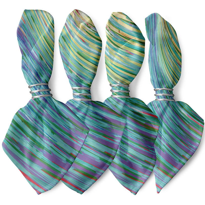 Vernice Polyester Abstract Square Napkin, Blue/Green