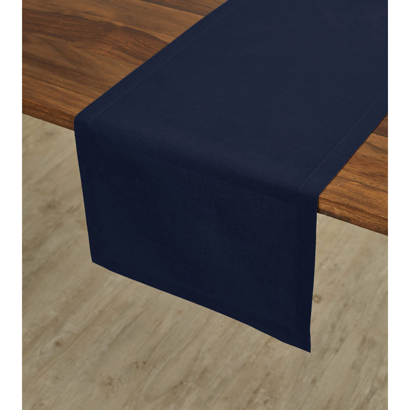 Dru - Cotton Linen Table Runner, Navy, 156" x 14"