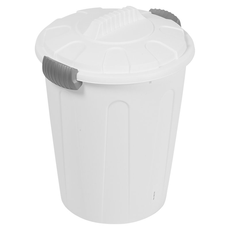 Horsten Plastic Manual Lift Kitchen Trash Can, White, 23 Litres