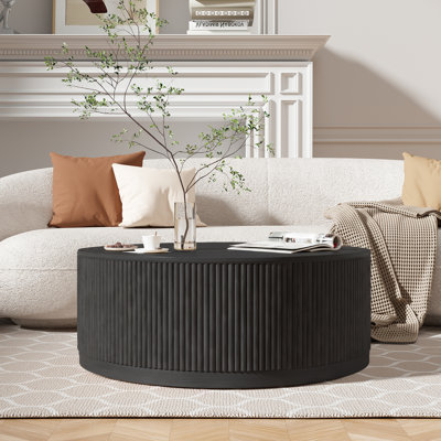 Sharna 36.02" W Round Solid Wood Coffee Table