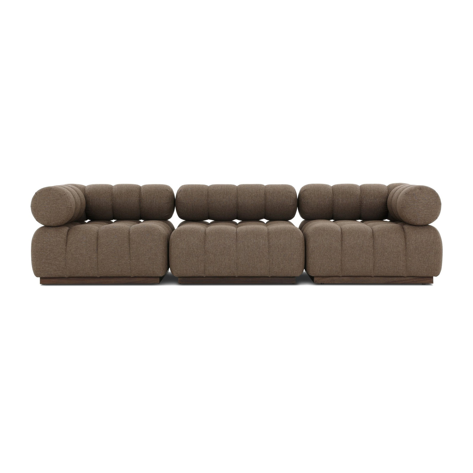 Martinique 73" Teak Patio Sectional, Alessi Fawn Cushion/Natural Teak Frame, Symmetrical