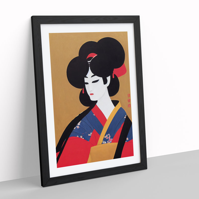 Artistic Geisha No.1 - Wall Art, 64cm H x 46cm W, Black Framed