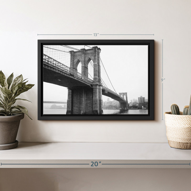 «Art mural monochromatique du pont de Brooklyn», H 9 po x l 13 po