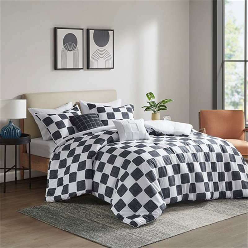 Checkered Comforter Set, Twin Comforter + 1 Sham + 2 Pillows