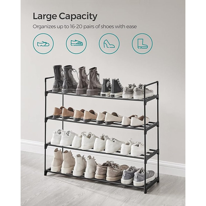 Songmics Shoe Rack, 4 Tier Shoe Organizer, Metal Shoe Storage Shelf For 20 Pairs Of Shoes, Easy To Assemble, Entryway, Black Ulsa14bk