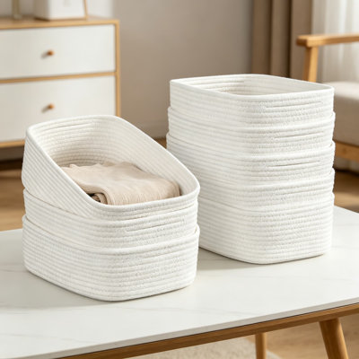8 Pack Small Woven Storage Baskets, Cotton Rope Organizer Bins For Bathroom, Closet, Shelf, Nursery, And Home Decor, Compact Decorative Boxes For Towels, Toys, And Essentials