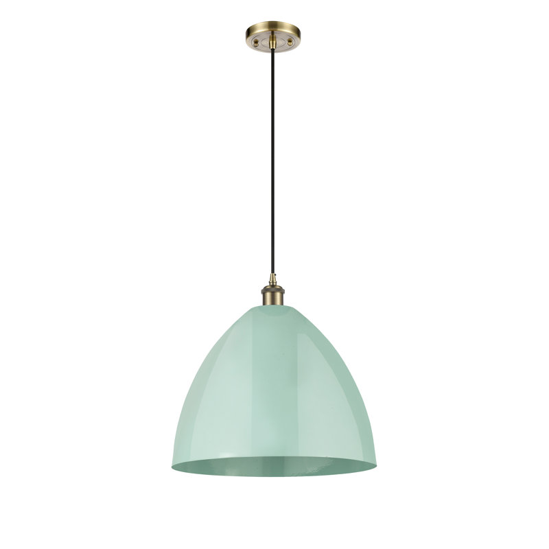 Luminaire suspendu conique 1 lumière, Bronze clair, Vert clair