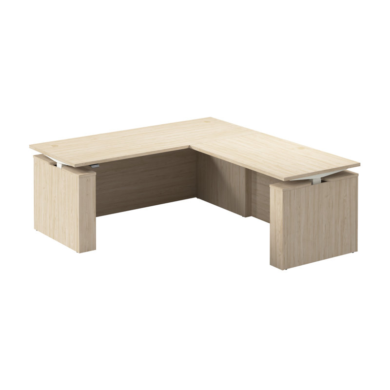 Bush Business Furniture Stratus 72W X 78D Electric Height Adjustable L Shaped Standing Desk - Reversible, Natural Elm