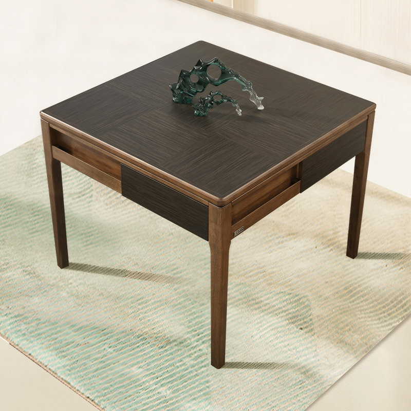 Solid Wood Retro Multi-Functional Automatic Dining & Mahjong Table for Chinese Rules