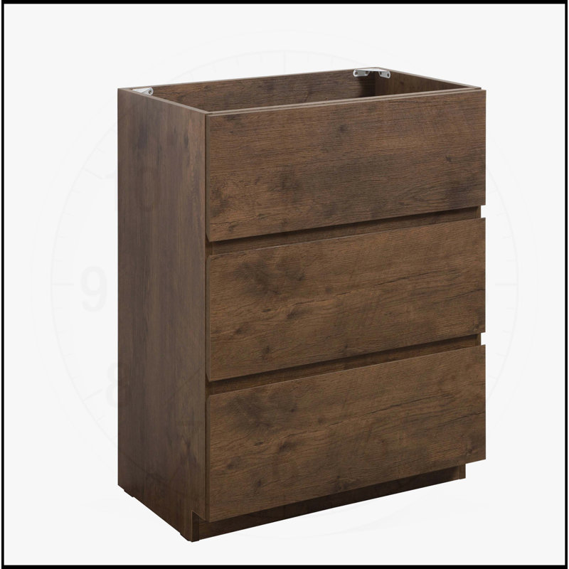 Bathroom Vanity with Triple Drawers WITHOUT basin, 32.3" H x 23.8" W x 17.9" D, Walnut