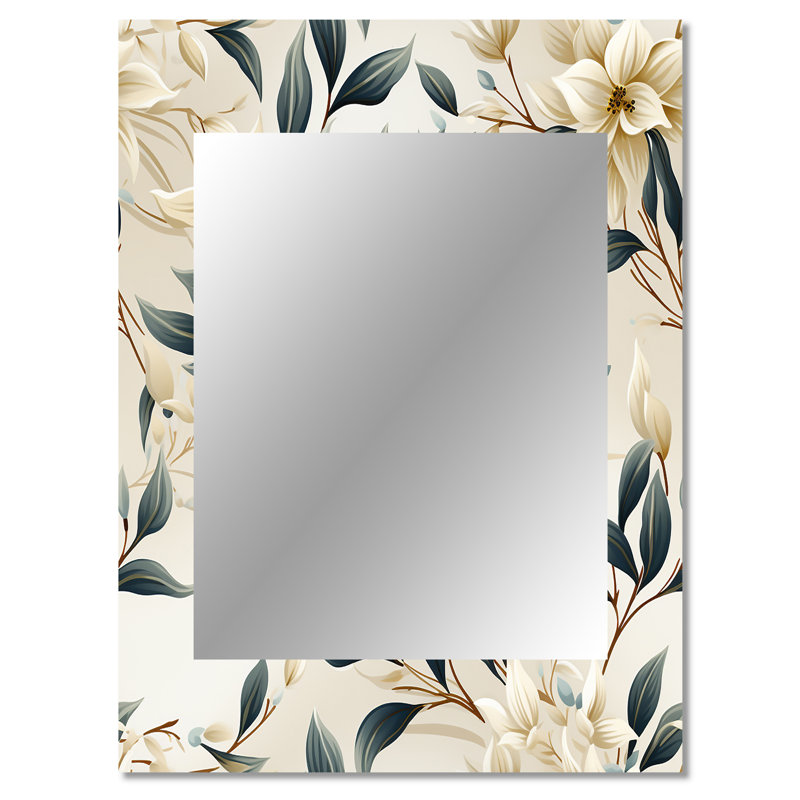 Corrigeville Whispering Vines - miroir de plantes, miroir mural décoratif Boho, impression d'art en métal, 40 po x 30 po