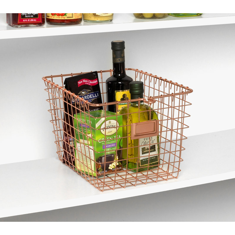 Panier en métal / métal Albie, Cuivre, H 8 po x l 9 po x P 12,5 po, 1