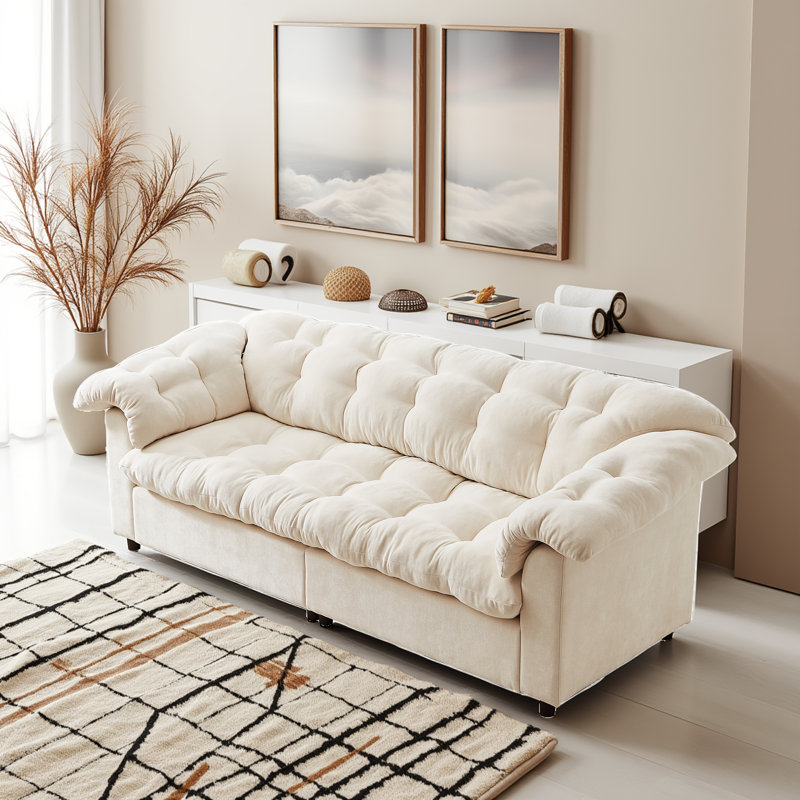 Canapé moelleux en chenille moderne, Beige