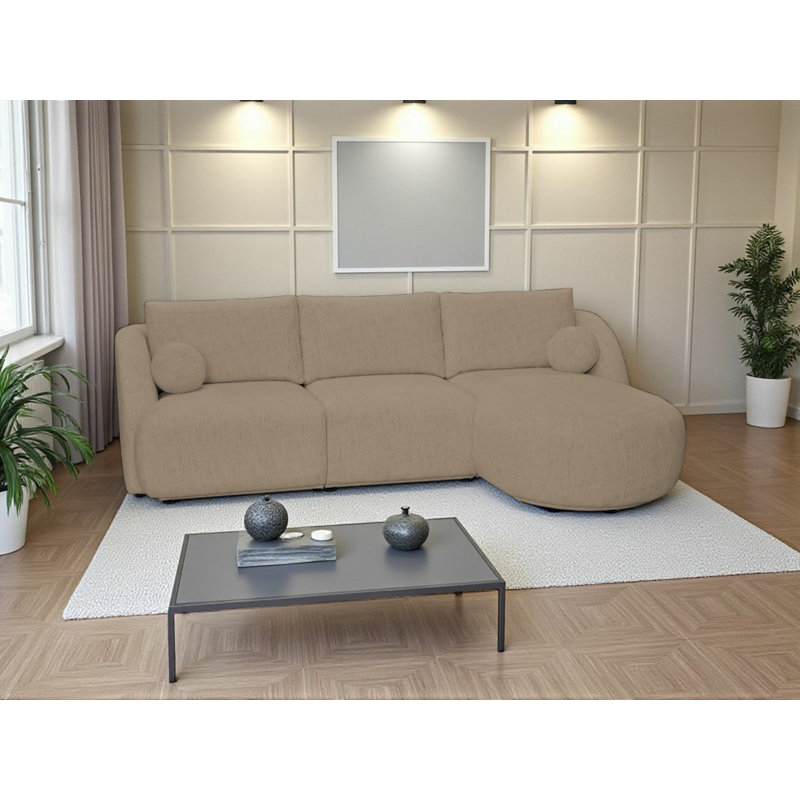 3 Seater Corner Sofa , Light Brown, Right Hand Facing
