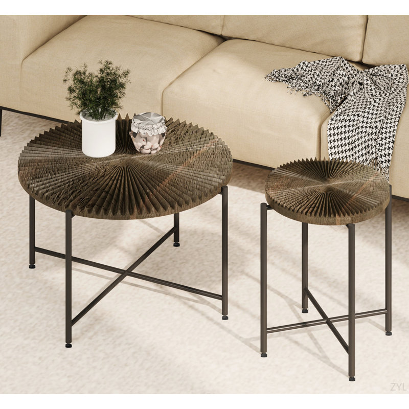 Ensemble de table basse et de bout, Noyer brun