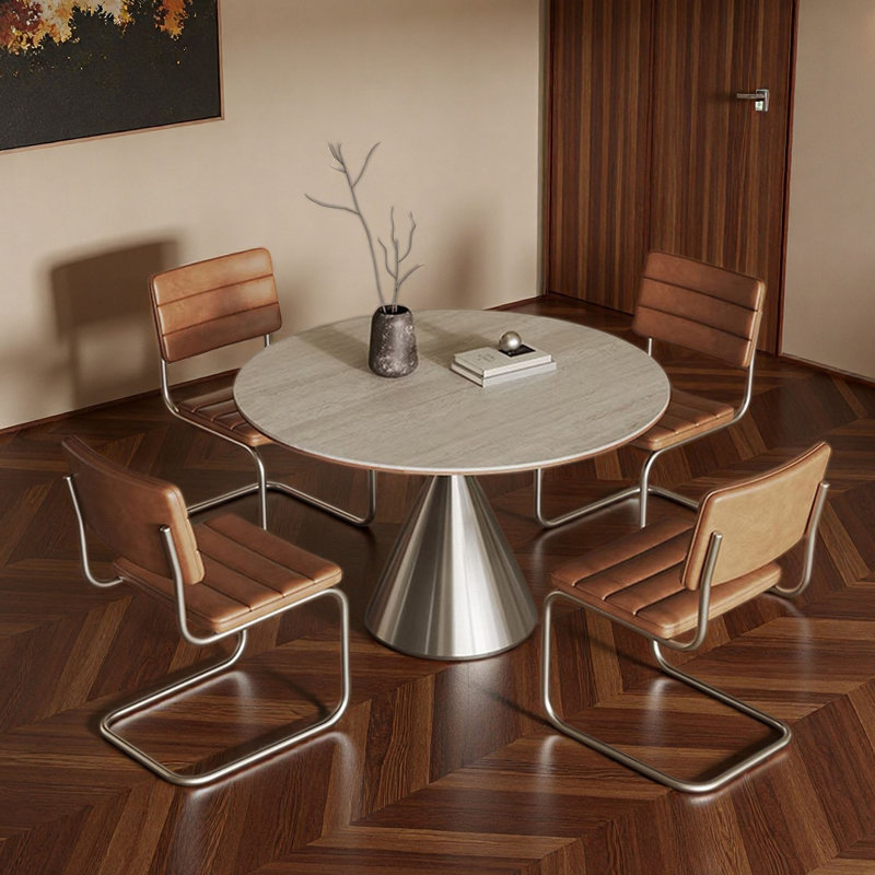 Table ronde en acier fritté, H 29,5 po x l 39,4 po x P 39,4 po